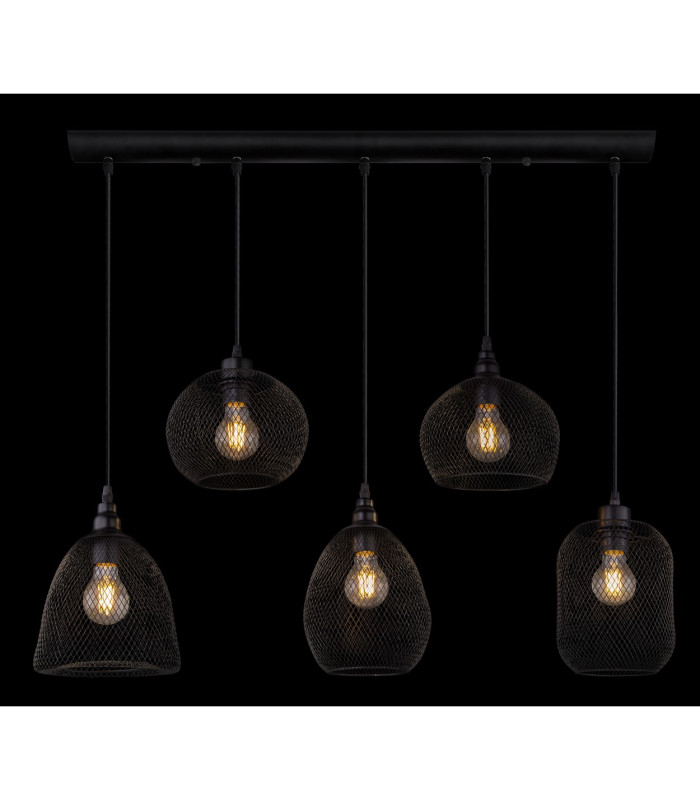 Anya Cluster Pendant Ceiling Light Black 5x E27-6