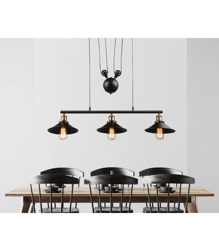 Lenius Bar Pendant Ceiling Light Copper Colored 3x E27-3