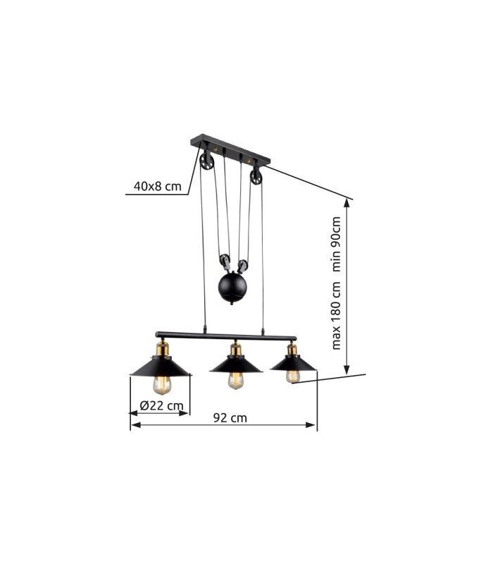 Lenius Bar Pendant Ceiling Light Copper Colored 3x E27-5