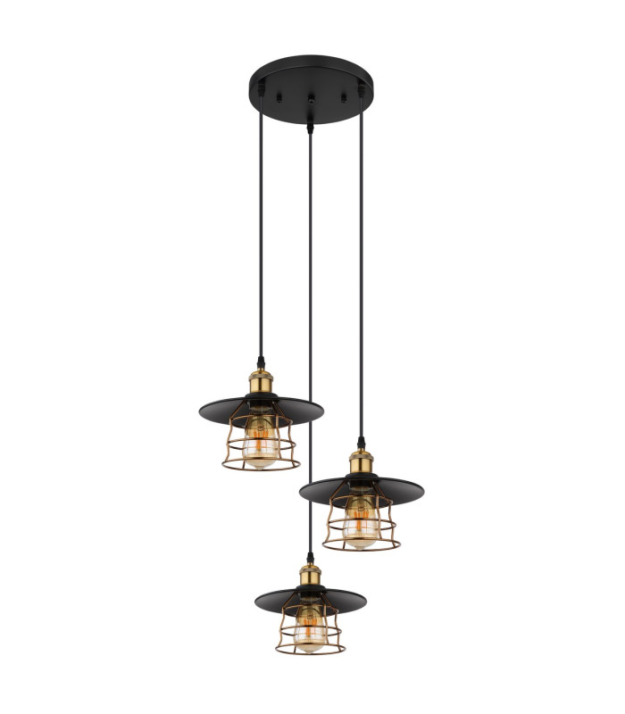 Viejo Cluster Pendant Ceiling Light Matt Black 3x E27-2