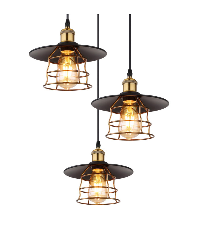 Viejo Cluster Pendant Ceiling Light Matt Black 3x E27-3