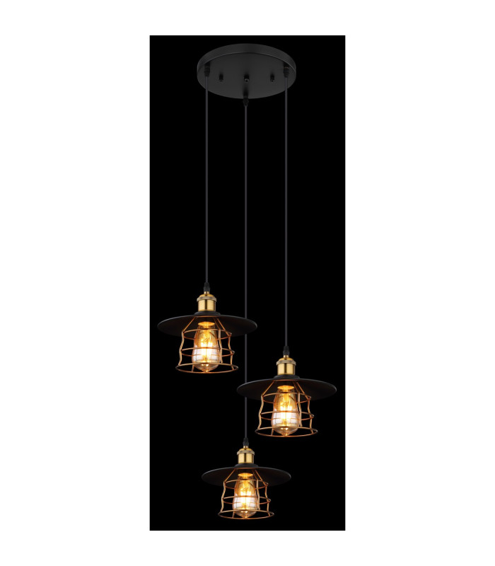 Viejo Cluster Pendant Ceiling Light Matt Black 3x E27-4