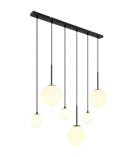 Hallie Cluster Pendant Ceiling Light Matt Black Opal Glass Shade 6x E27-1