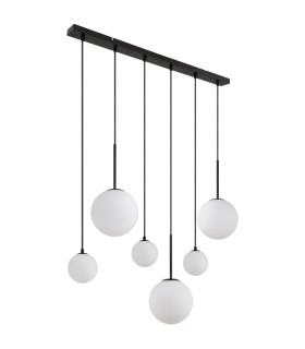 Hallie Cluster Pendant Ceiling Light Matt Black Opal Glass Shade 6x E27-2