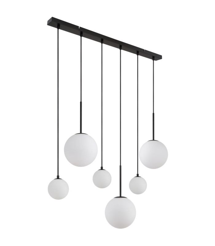 Hallie Cluster Pendant Ceiling Light Matt Black Opal Glass Shade 6x E27-2
