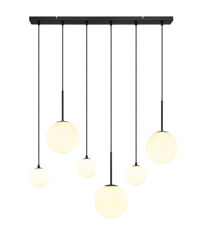 Hallie Cluster Pendant Ceiling Light Matt Black Opal Glass Shade 6x E27-3