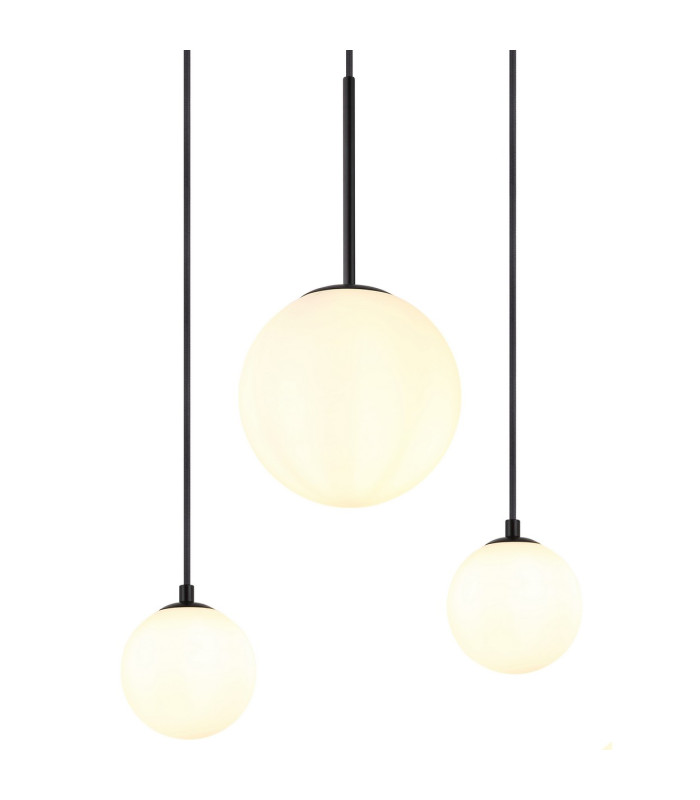 Hallie Cluster Pendant Ceiling Light Matt Black Opal Glass Shade 6x E27-4