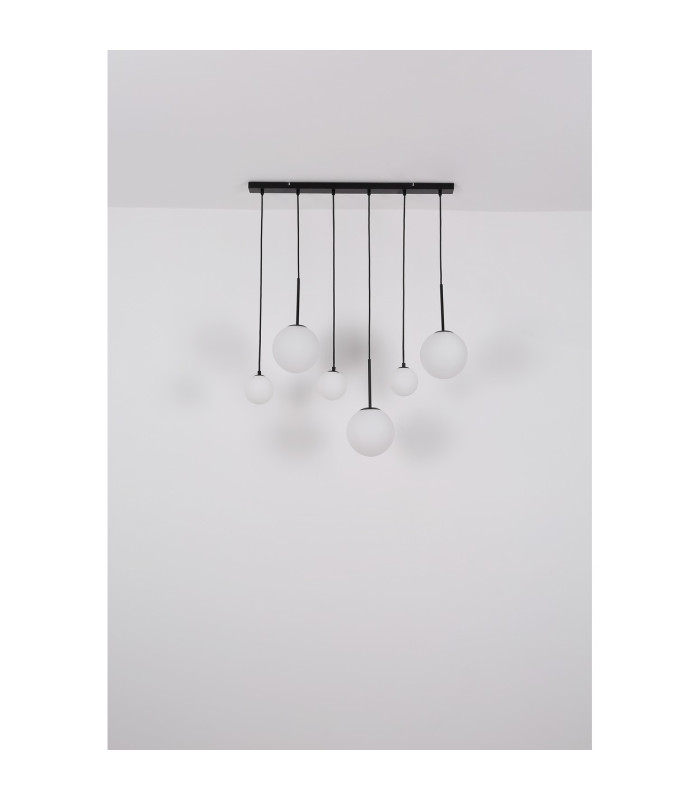 Hallie Cluster Pendant Ceiling Light Matt Black Opal Glass Shade 6x E27-7