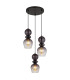 Clarity Cluster Pendant Ceiling Light Matt Black Smoke Glass Shade 3x E27-1