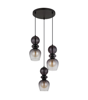 Clarity Cluster Pendant Ceiling Light Matt Black Smoke Glass Shade 3x E27-2