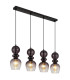 Clarity Bar Pendant Ceiling Light Matt Black Smoke Glass Shade 4x E27-1