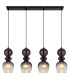 Clarity Bar Pendant Ceiling Light Matt Black Smoke Glass Shade 4x E27-3