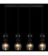 Clarity Bar Pendant Ceiling Light Matt Black Smoke Glass Shade 4x E27-6