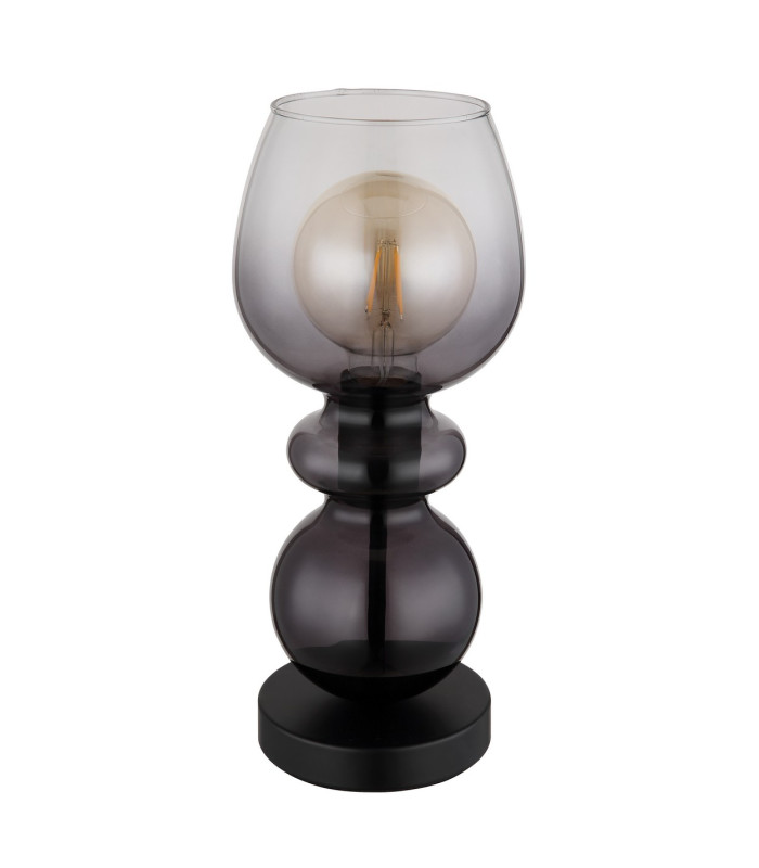 Clarity Table Lamp Matt Black Smoke Glass Shade 1x E27-2