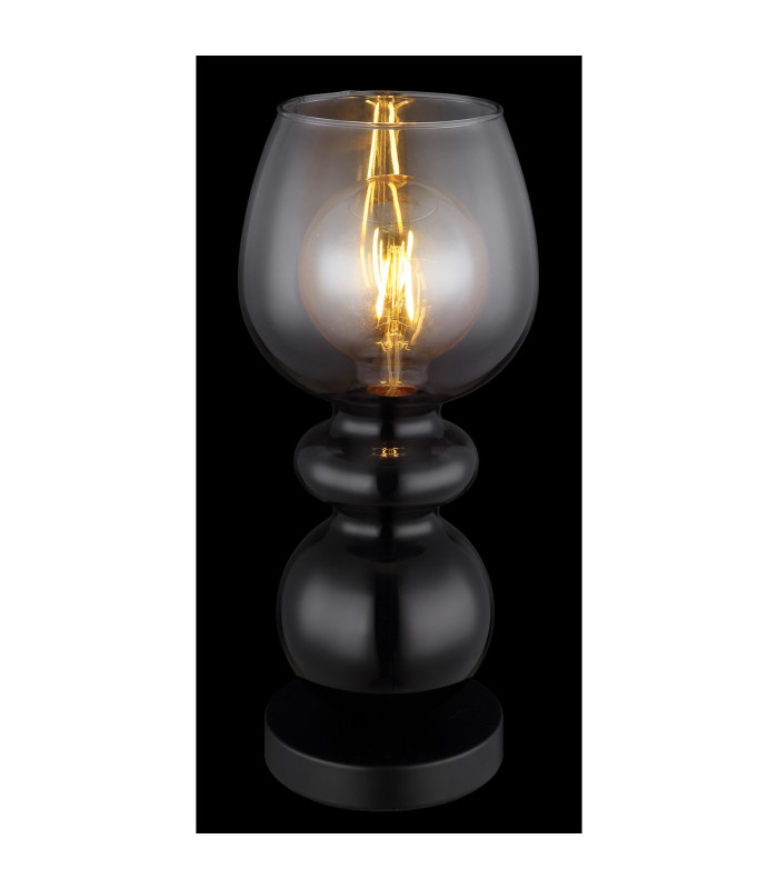 Clarity Table Lamp Matt Black Smoke Glass Shade 1x E27-3