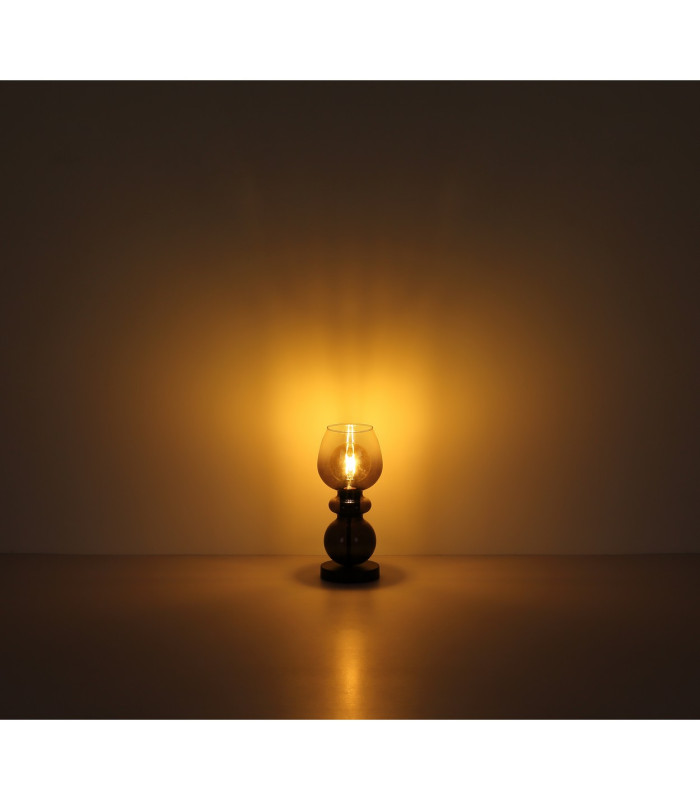 Clarity Table Lamp Matt Black Smoke Glass Shade 1x E27-5