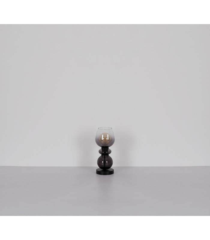 Clarity Table Lamp Matt Black Smoke Glass Shade 1x E27-7