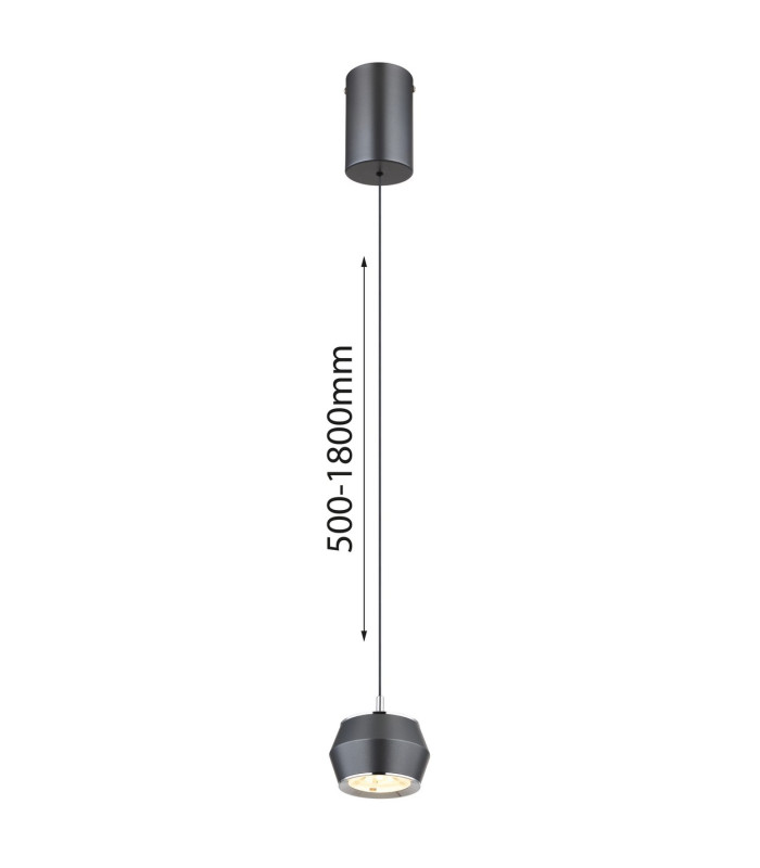 Marthy Slim Pendant Ceiling Light Grey Matt LED 3000K-7