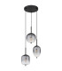 Attila Cluster Pendant Ceiling Light Matt Black Smoke Glass Shade 3x E14-2