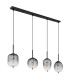 Attila Bar Pendant Ceiling Light Matt Black Smoke Glass Shade 4x E14-2