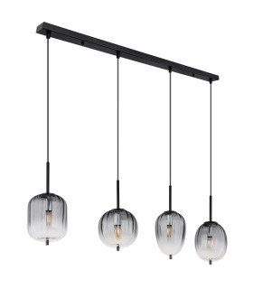 Attila Bar Pendant Ceiling Light Matt Black Smoke Glass Shade 4x E14-2