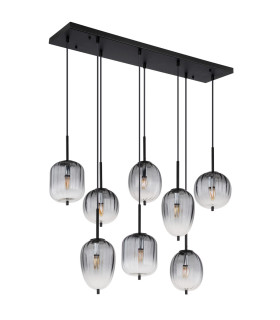 Attila Cluster Pendant Ceiling Light Matt Black Smoke Glass Shade 8x E14-2