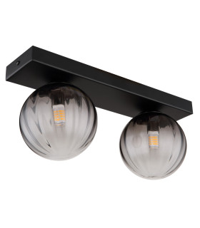 Dallerta Globe Ceiling Light Matt Black Smoke Glass Shade 2x G9-2