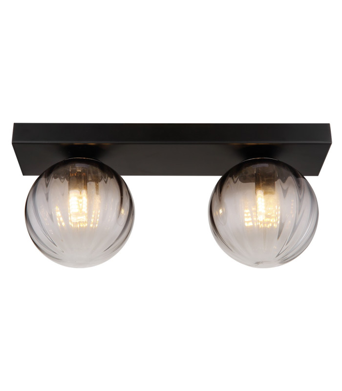 Dallerta Globe Ceiling Light Matt Black Smoke Glass Shade 2x G9-3