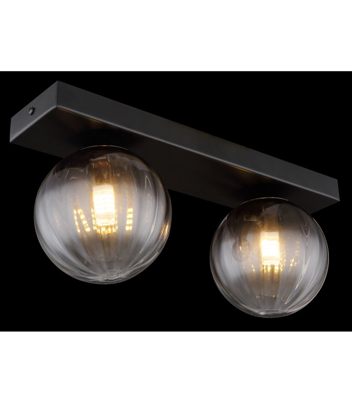 Dallerta Globe Ceiling Light Matt Black Smoke Glass Shade 2x G9-5