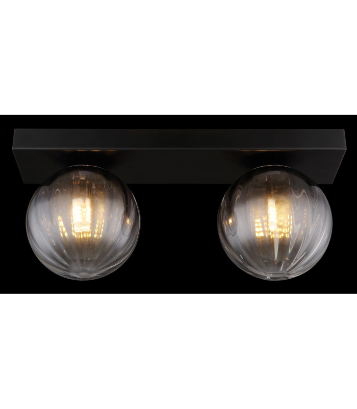 Dallerta Globe Ceiling Light Matt Black Smoke Glass Shade 2x G9-6