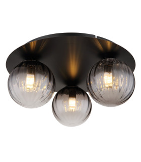Dallerta Globe Ceiling Light Matt Black Smoke Glass Shade 3x G9-1
