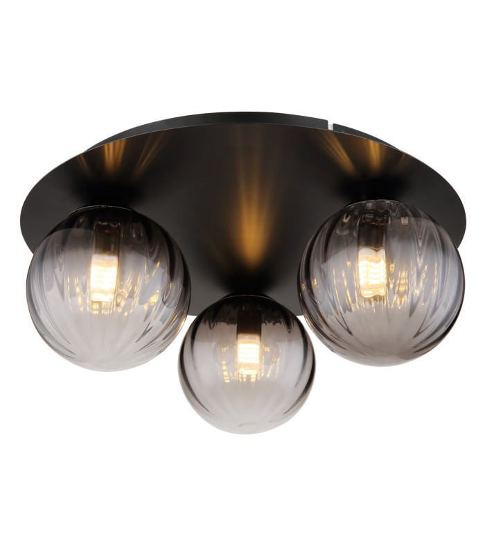 Dallerta Globe Ceiling Light Matt Black Smoke Glass Shade 3x G9-1