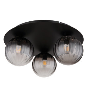 Dallerta Globe Ceiling Light Matt Black Smoke Glass Shade 3x G9-2