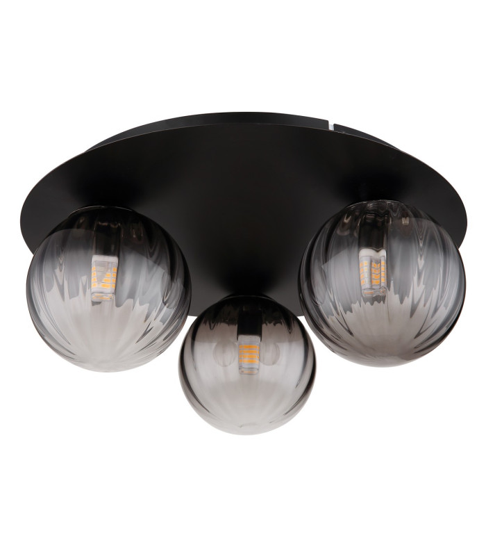 Dallerta Globe Ceiling Light Matt Black Smoke Glass Shade 3x G9-2