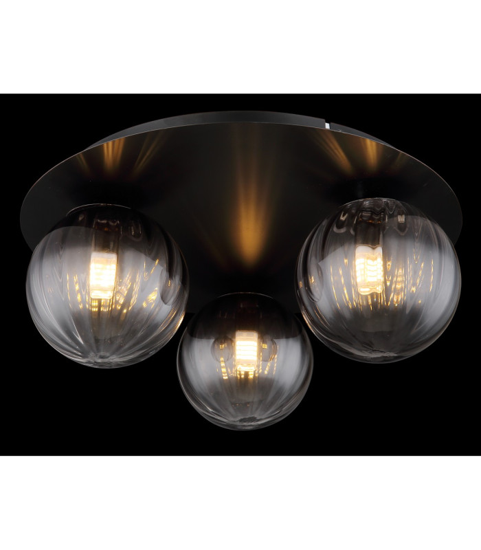 Dallerta Globe Ceiling Light Matt Black Smoke Glass Shade 3x G9-4