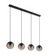 Dallerta Bar Pendant Ceiling Light Matt Black Smoke Glass Shade 4x E27-2
