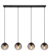 Dallerta Bar Pendant Ceiling Light Matt Black Smoke Glass Shade 4x E27-3