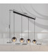 Dallerta Bar Pendant Ceiling Light Matt Black Smoke Glass Shade 4x E27-8