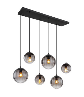 Dallerta Cluster Pendant Ceiling Light Matt Black Smoke Glass Shade 6x E27-1