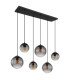 Dallerta Cluster Pendant Ceiling Light Matt Black Smoke Glass Shade 6x E27-2
