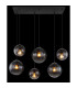 Dallerta Cluster Pendant Ceiling Light Matt Black Smoke Glass Shade 6x E27-6
