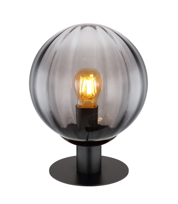 Dallerta Globe Table Lamp Matt Black Smoke Glass Shade 1x E27-1