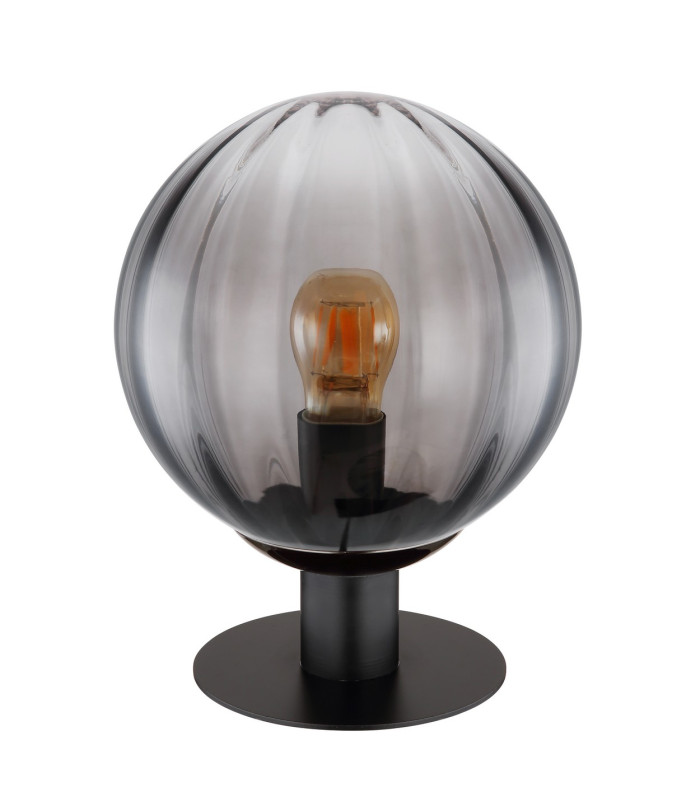 Dallerta Globe Table Lamp Matt Black Smoke Glass Shade 1x E27-2