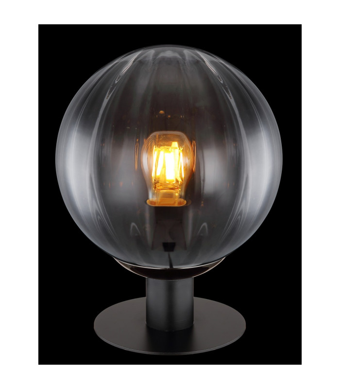 Dallerta Globe Table Lamp Matt Black Smoke Glass Shade 1x E27-3