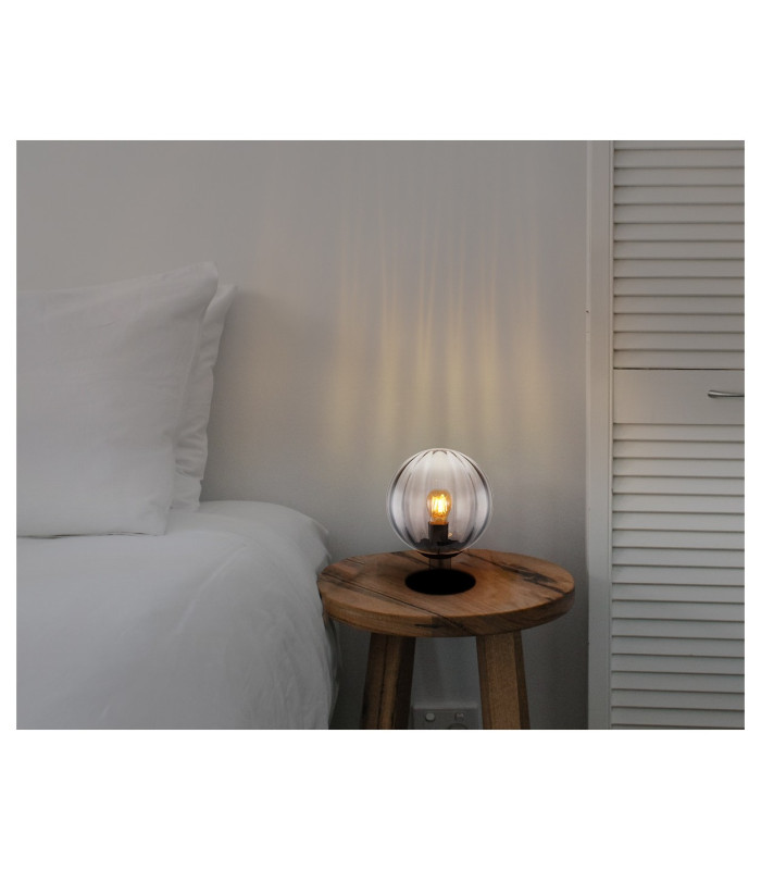 Dallerta Globe Table Lamp Matt Black Smoke Glass Shade 1x E27-8