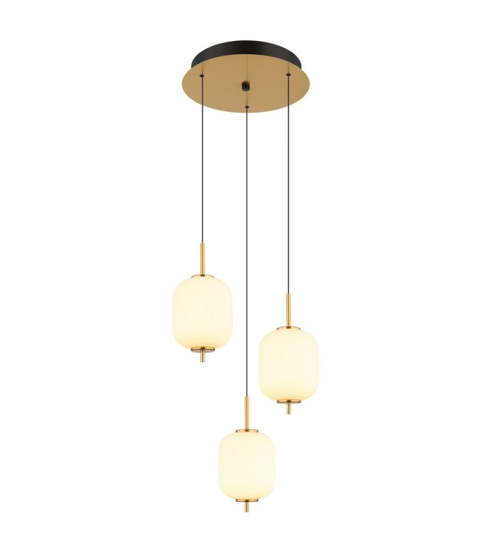 Ewald Cluster Pendant Ceiling Light Brass-Coloured Opal Glass Shade 3x LED 3000K-1