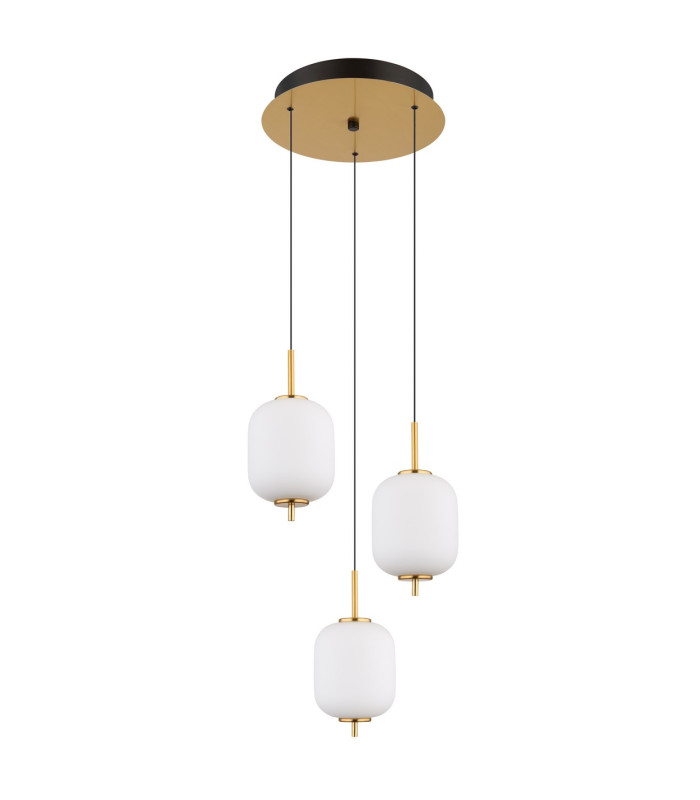 Ewald Cluster Pendant Ceiling Light Brass-Coloured Opal Glass Shade 3x LED 3000K-2
