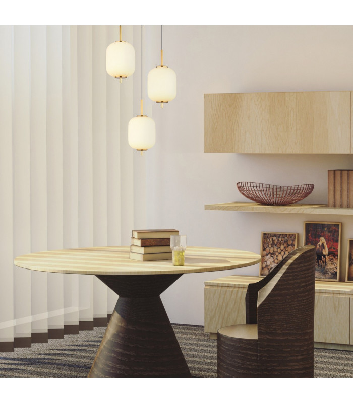 Ewald Cluster Pendant Ceiling Light Brass-Coloured Opal Glass Shade 3x LED 3000K-4