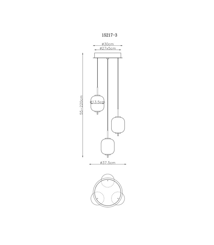 Ewald Cluster Pendant Ceiling Light Brass-Coloured Opal Glass Shade 3x LED 3000K-6
