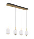 Ewald Bar Pendant Ceiling Light Brass-Coloured Opal Glass Shade 4x LED 3000K-2